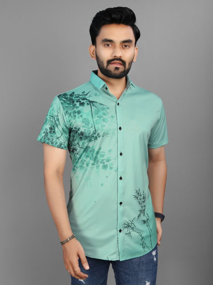     			Fashionfricks Polyester Regular Fit Printed Half Sleeves Men's Casual Shirt - Sea Green ( Pack of 1 )