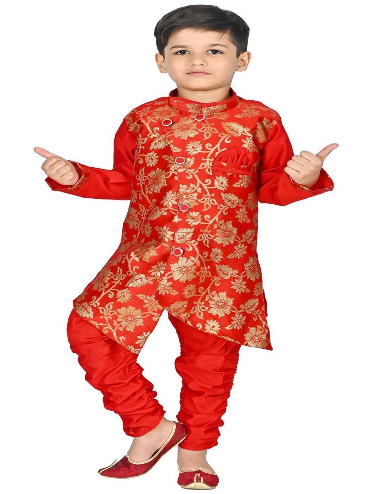     			Indokids Red Silk Boys Kurta Sets ( Pack of 1 )