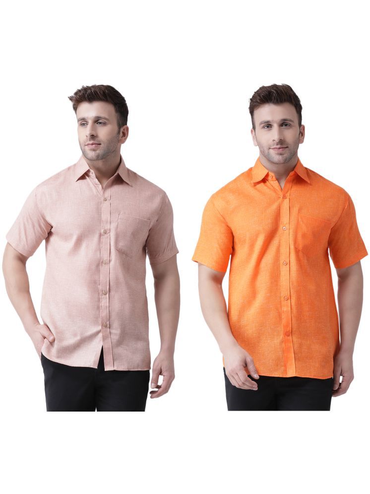     			KLOSET By RIAG Cotton Blend Regular Fit Solids Half Sleeves Men's Casual Shirt - Orange ( Pack of 2 )