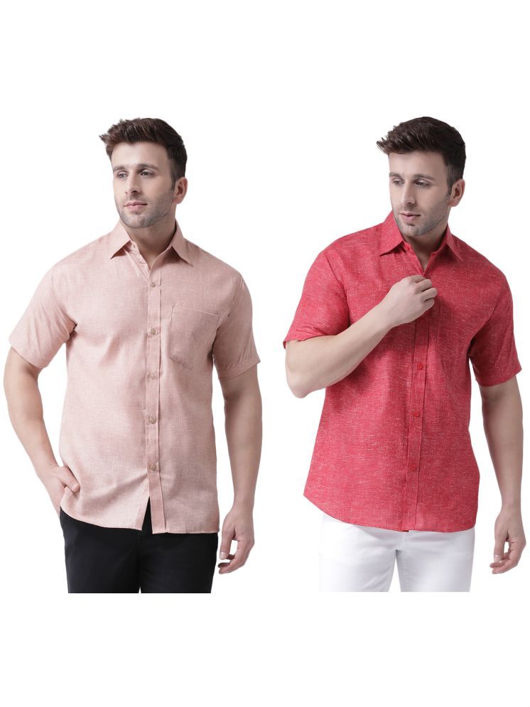     			KLOSET By RIAG Cotton Blend Regular Fit Solids Half Sleeves Men's Casual Shirt - Red ( Pack of 2 )