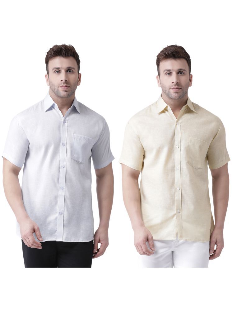     			KLOSET By RIAG Cotton Blend Regular Fit Self Design Half Sleeves Men's Casual Shirt - Beige ( Pack of 2 )