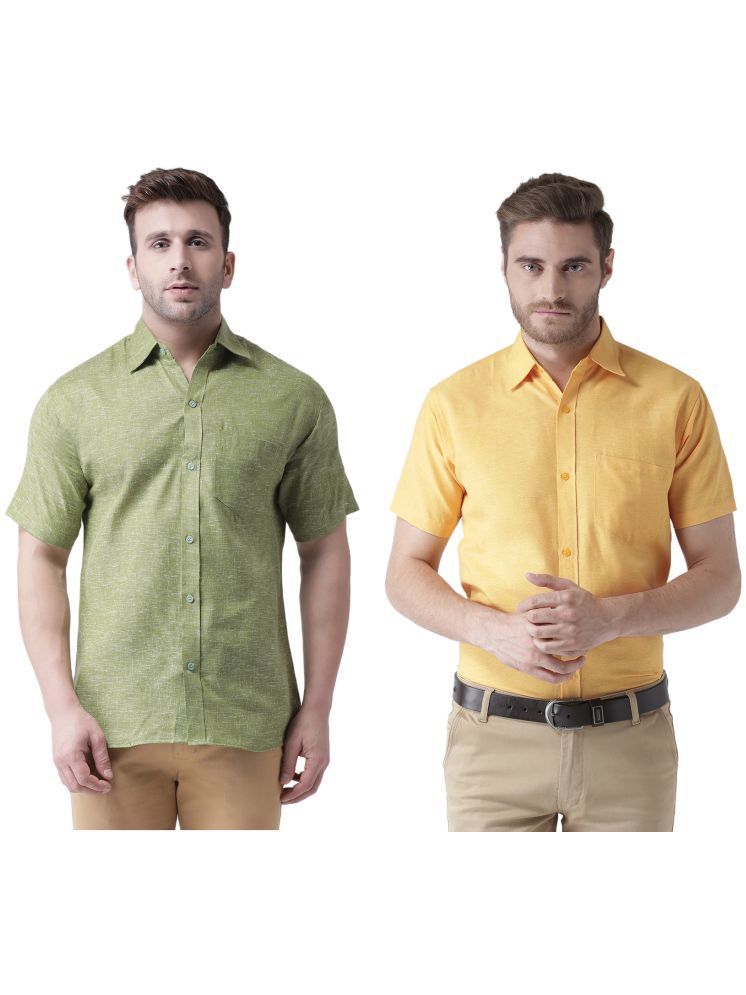     			KLOSET By RIAG Cotton Blend Regular Fit Solids Half Sleeves Men's Casual Shirt - Mustard ( Pack of 2 )