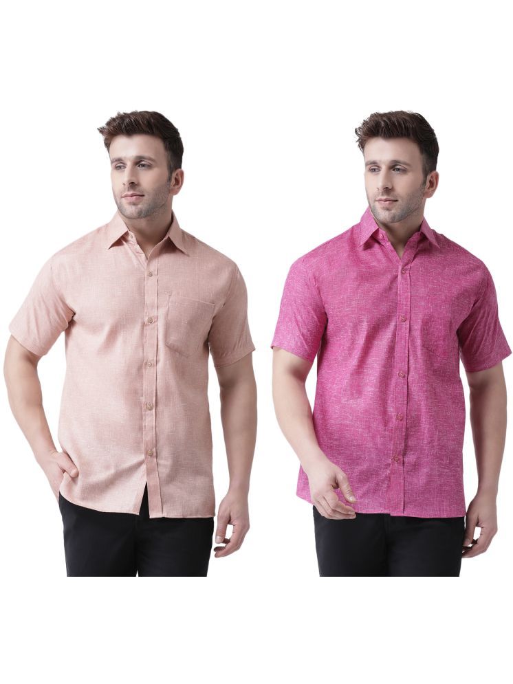     			KLOSET By RIAG Cotton Blend Regular Fit Solids Half Sleeves Men's Casual Shirt - Magenta ( Pack of 2 )