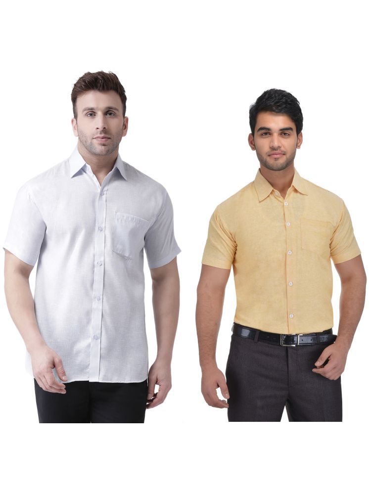     			KLOSET By RIAG Cotton Blend Regular Fit Self Design Half Sleeves Men's Casual Shirt - Beige ( Pack of 2 )