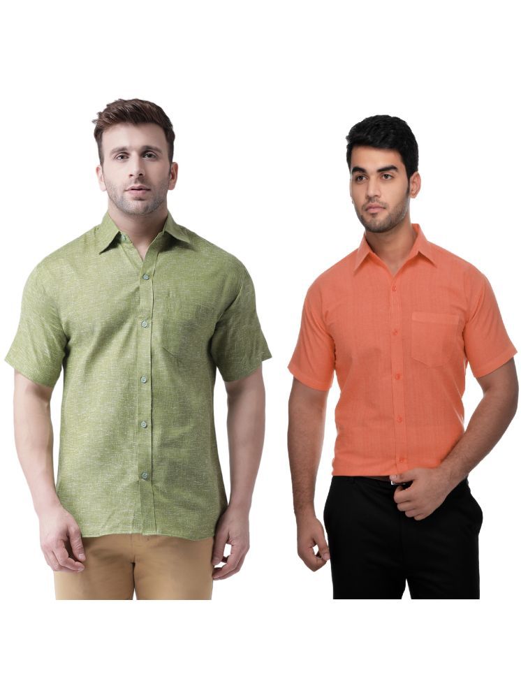     			KLOSET By RIAG Cotton Blend Regular Fit Solids Half Sleeves Men's Casual Shirt - Orange ( Pack of 2 )