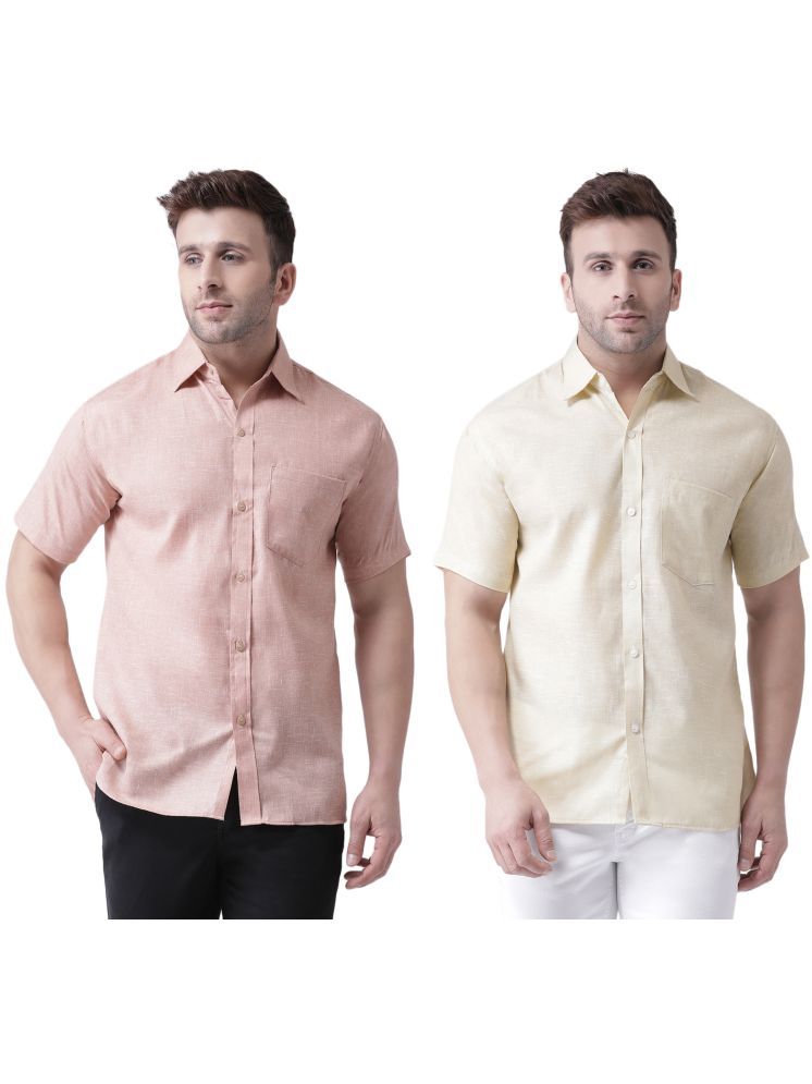     			KLOSET By RIAG Cotton Blend Regular Fit Solids Half Sleeves Men's Casual Shirt - Beige ( Pack of 2 )