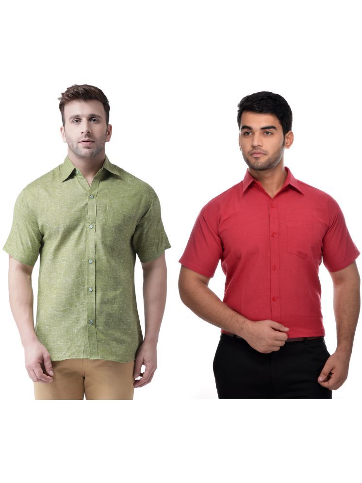     			KLOSET By RIAG Cotton Blend Regular Fit Solids Half Sleeves Men's Casual Shirt - Red ( Pack of 2 )