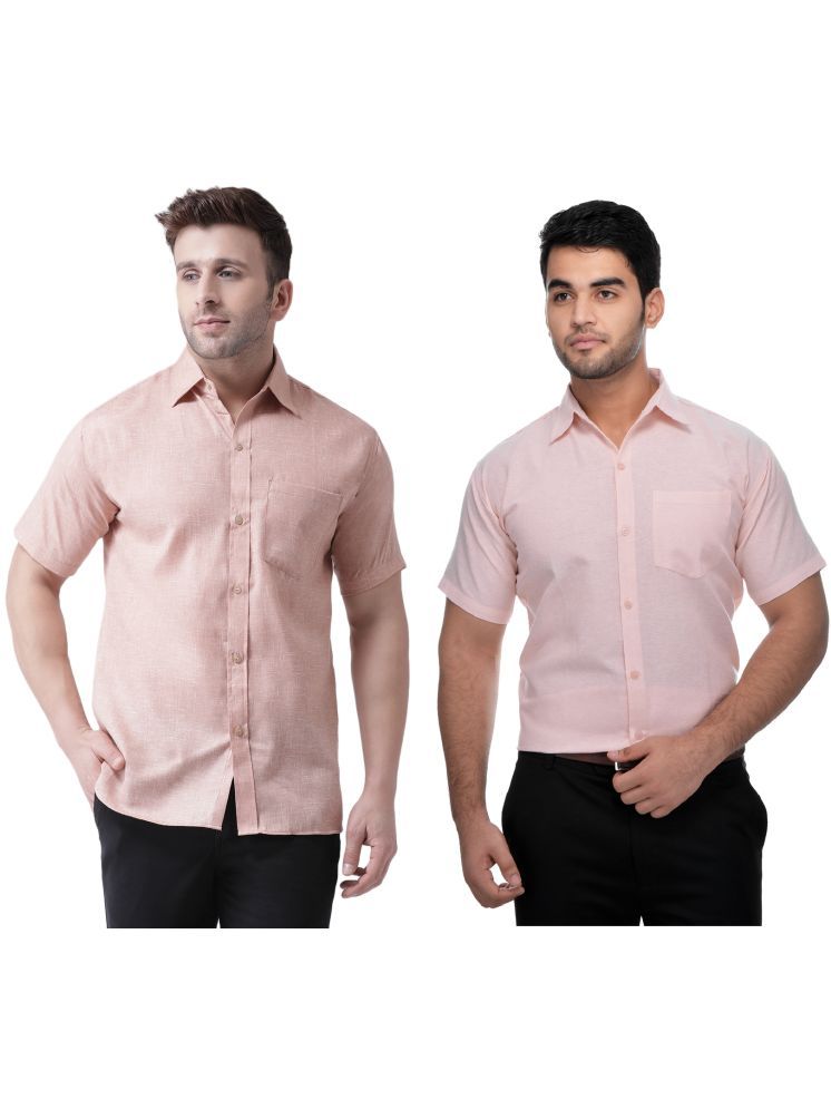     			KLOSET By RIAG Cotton Blend Regular Fit Solids Half Sleeves Men's Casual Shirt - Peach ( Pack of 2 )