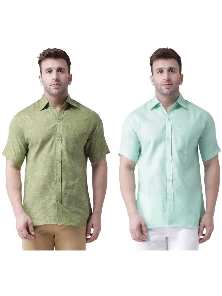     			KLOSET By RIAG Cotton Blend Regular Fit Solids Half Sleeves Men's Casual Shirt - Green ( Pack of 2 )