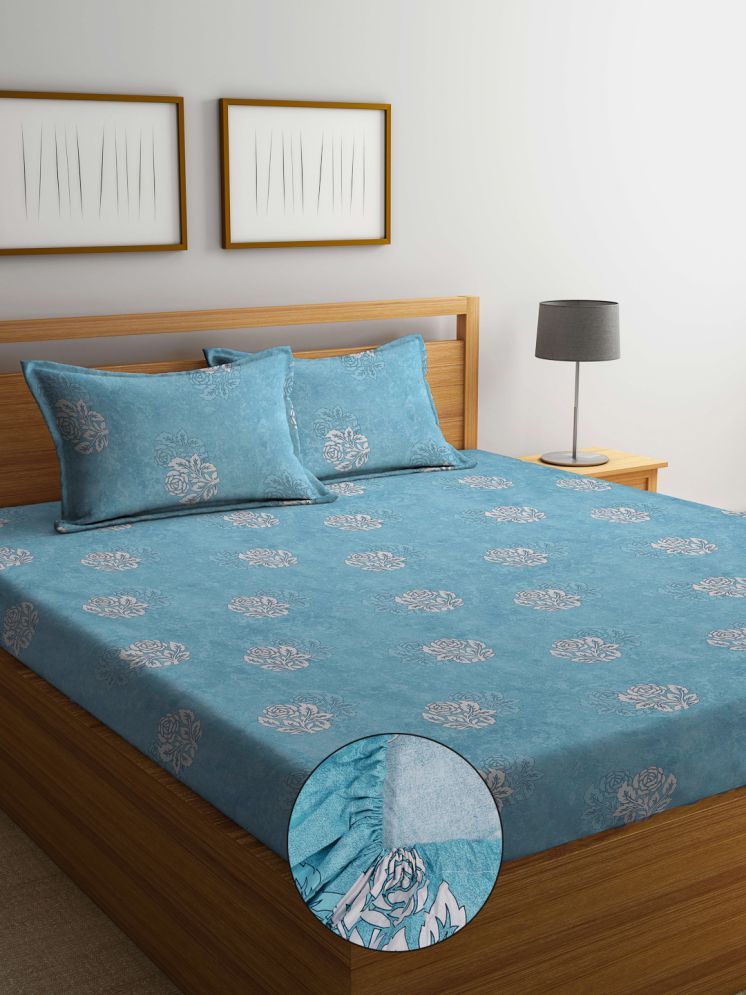     			Klotthe Cotton 1 Double Bedsheet with 2 Pillow Covers ( Turquoise )