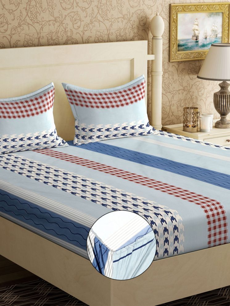     			Klotthe Poly Cotton Vertical Striped 1 Double with 2 Pillow Covers - Multicolor