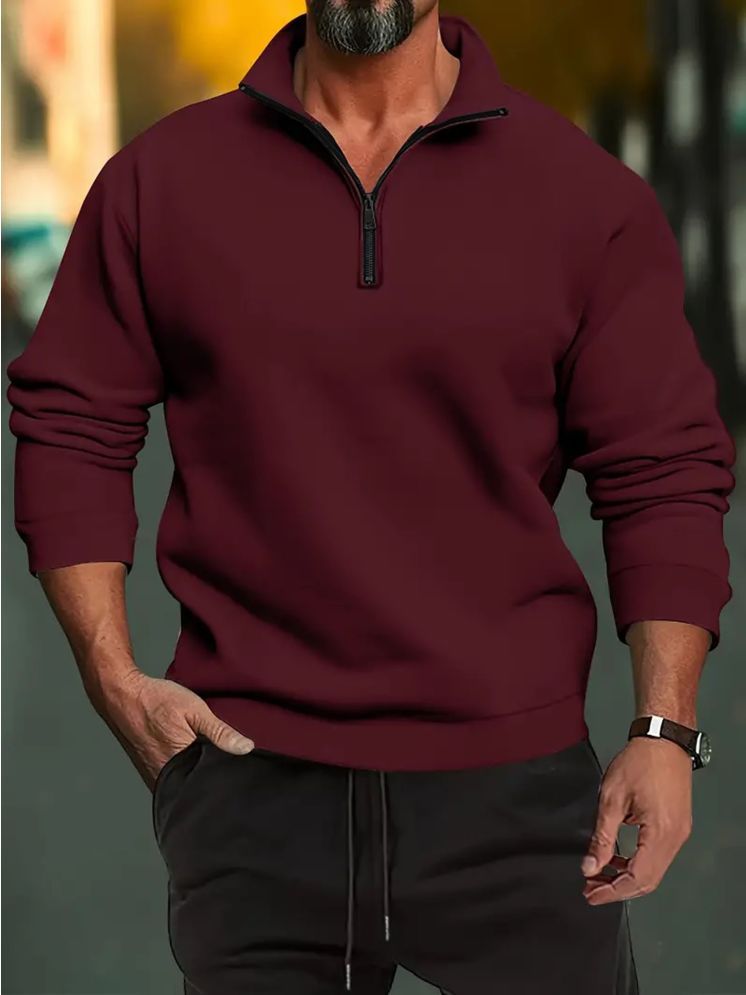     			Lecowar Fleece High Neck Men's Sweatshirt - Maroon ( Pack of 1 )