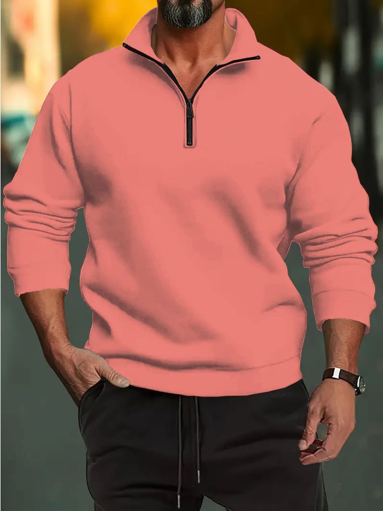     			Lecowar Fleece High Neck Men's Sweatshirt - Peach ( Pack of 1 )