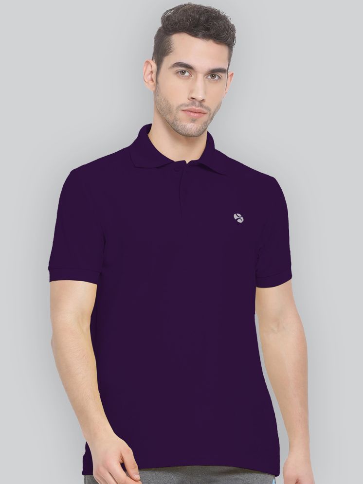     			Lux Nitro Pack of 1 Cotton Blend Regular Fit Solid Half Sleeves Men's Polo T Shirt ( Purple )