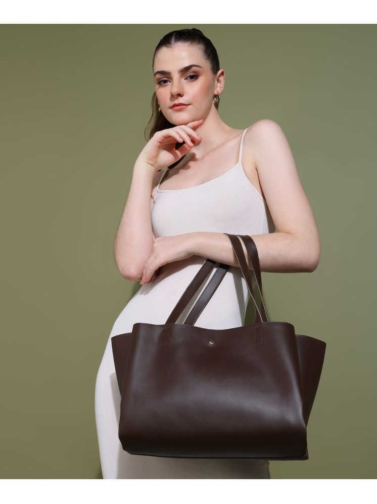     			Pearluxis Brown PU Shoulder Bag