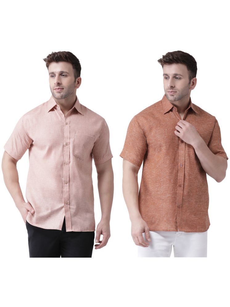     			RIAG Cotton Blend Regular Fit Solids Half Sleeves Men's Casual Shirt - Brown ( Pack of 2 )