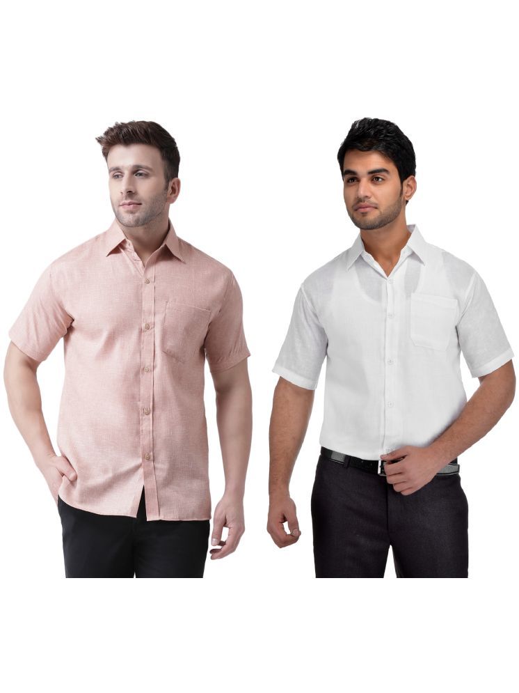     			RIAG Cotton Blend Regular Fit Solids Half Sleeves Men's Casual Shirt - White ( Pack of 2 )