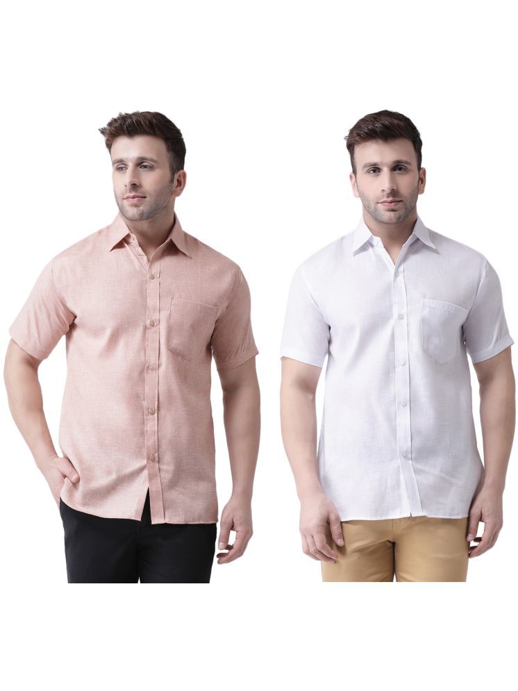     			RIAG Cotton Blend Regular Fit Solids Half Sleeves Men's Casual Shirt - White ( Pack of 2 )