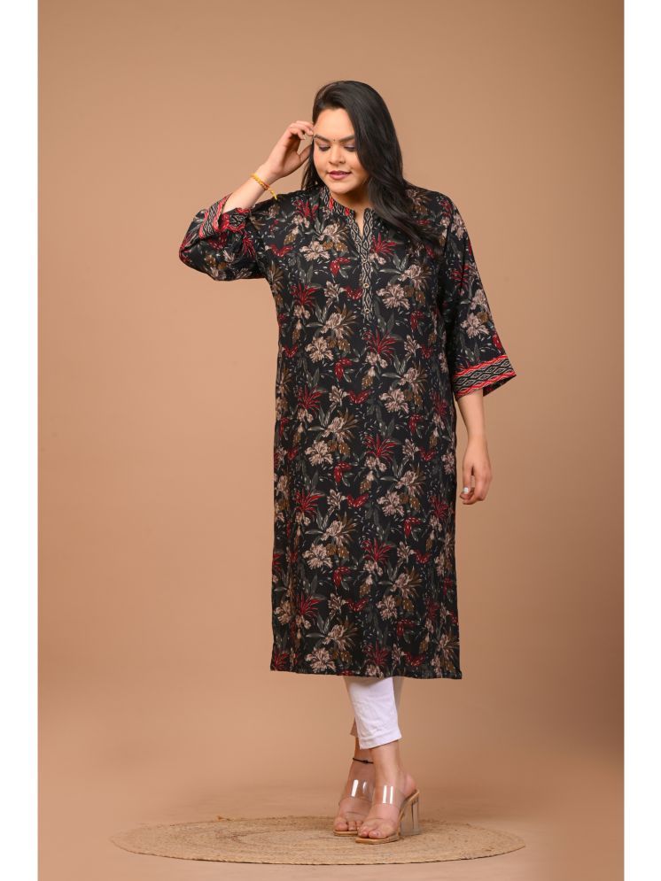     			Swasti Cotton Blend Printed Straight Women's Kurti - Black ( Pack of 1 )