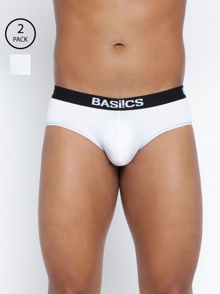     			BASIICS By La Intimo Pack of 2 Cotton Blend Briefs For Men's ( White )