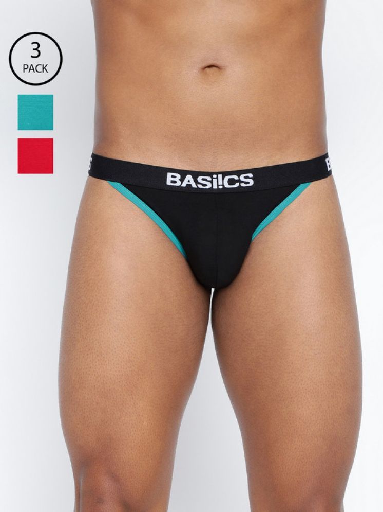     			BASIICS By La Intimo Pack of 3 Cotton Blend Men's Bikini ( Multicolor11 )