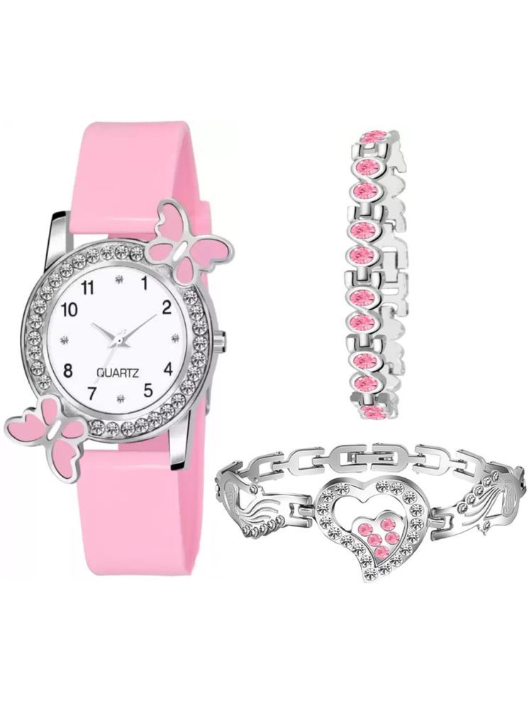     			EEWHI Pink Silicon Analog Womens Watch