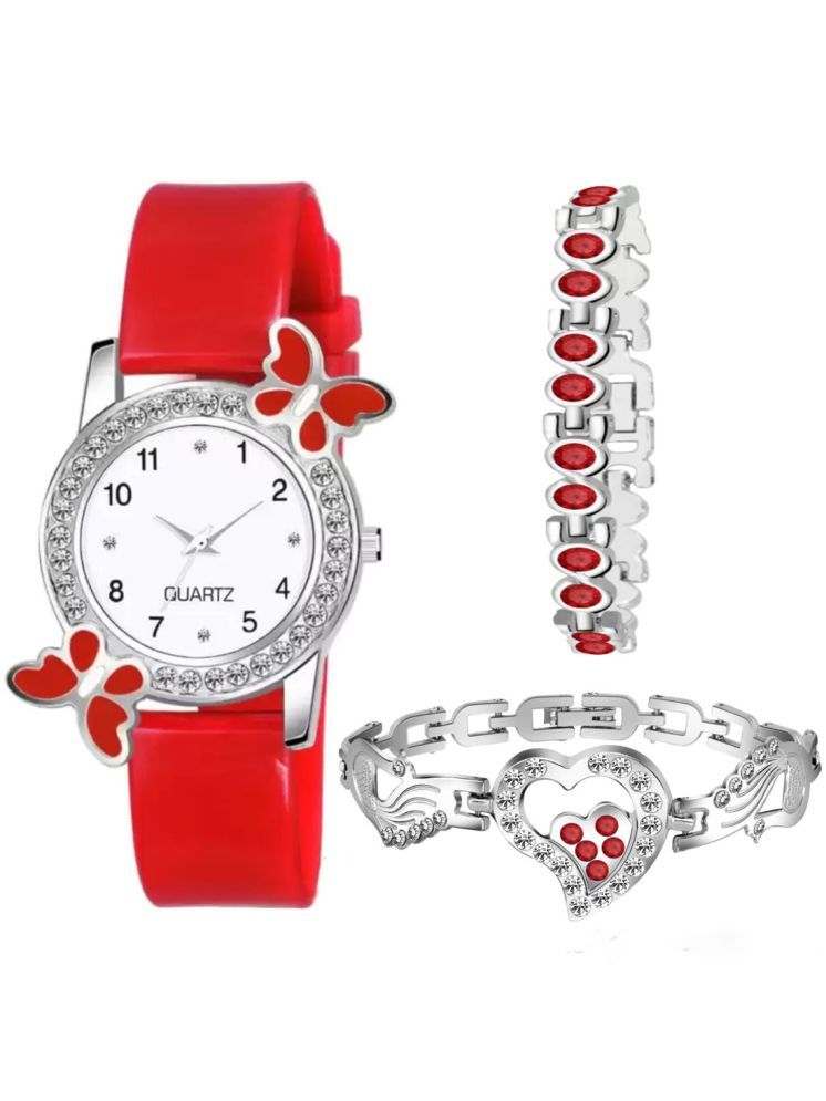     			EEWHI Red Silicon Analog Womens Watch