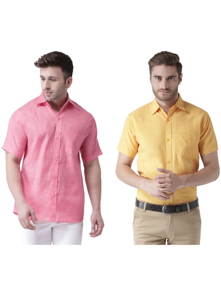     			KLOSET By RIAG Cotton Blend Regular Fit Solids Half Sleeves Men's Casual Shirt - Mustard ( Pack of 2 )