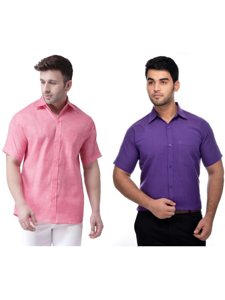     			KLOSET By RIAG Cotton Blend Regular Fit Solids Half Sleeves Men's Casual Shirt - Purple ( Pack of 2 )