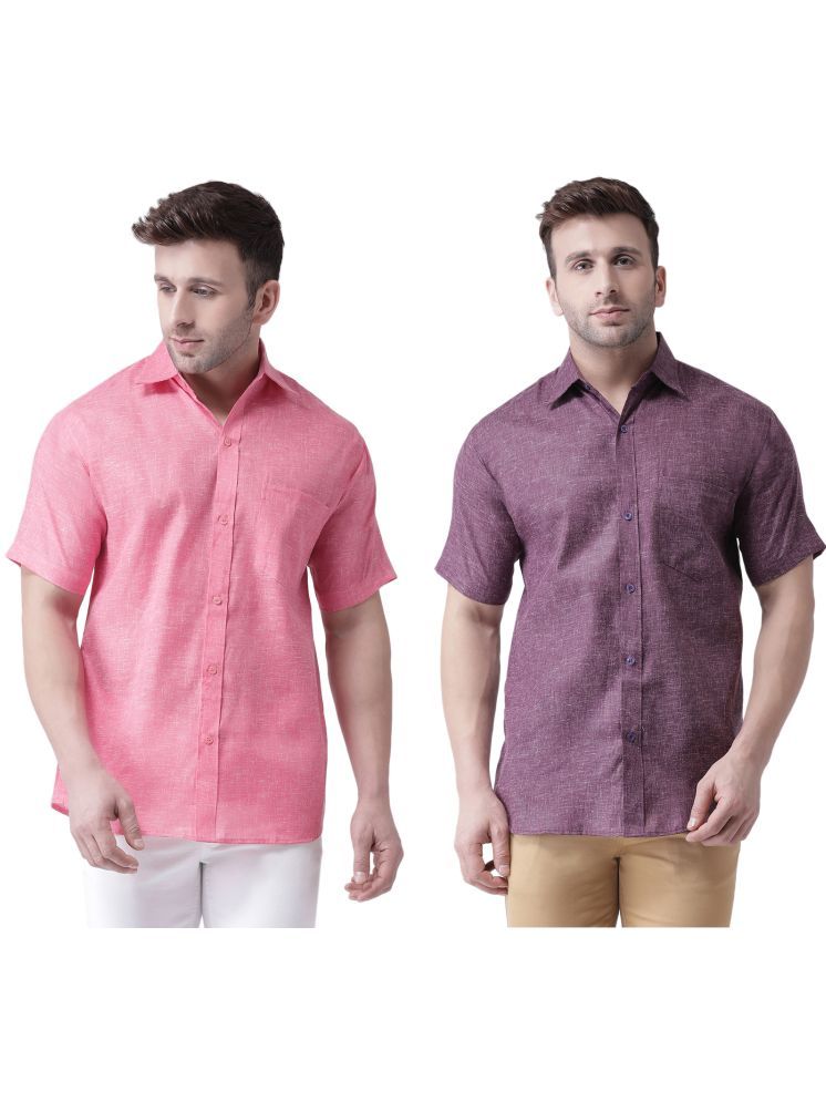     			KLOSET By RIAG Cotton Blend Regular Fit Solids Half Sleeves Men's Casual Shirt - Purple ( Pack of 2 )