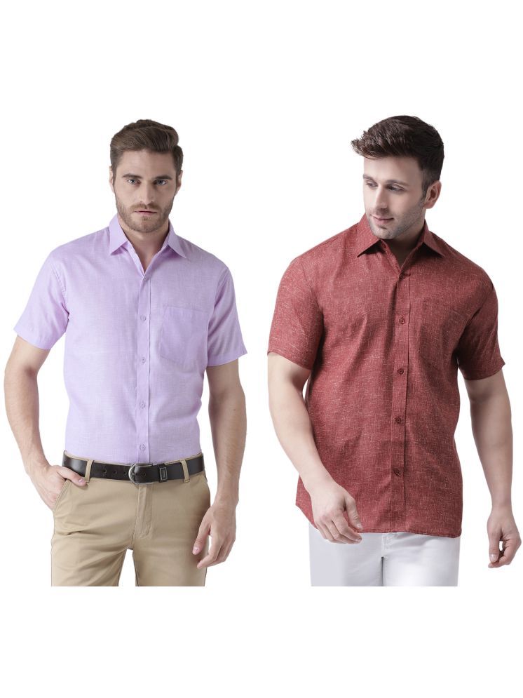     			RIAG Cotton Blend Regular Fit Solids Half Sleeves Men's Casual Shirt - Maroon ( Pack of 2 )