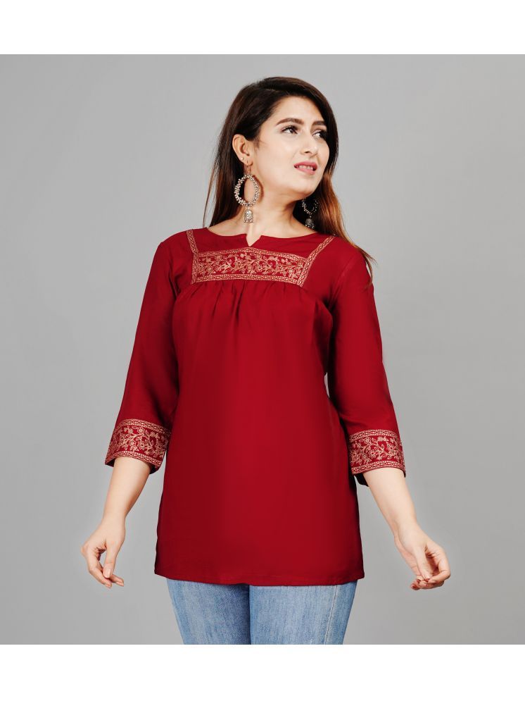     			SIPET Maroon Rayon Women's Regular Top ( Pack of 1 )