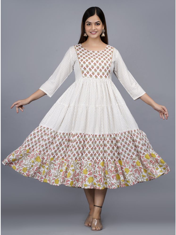     			SIPET Rayon Printed Anarkali Women's Kurti - Off White ( Pack of 1 )