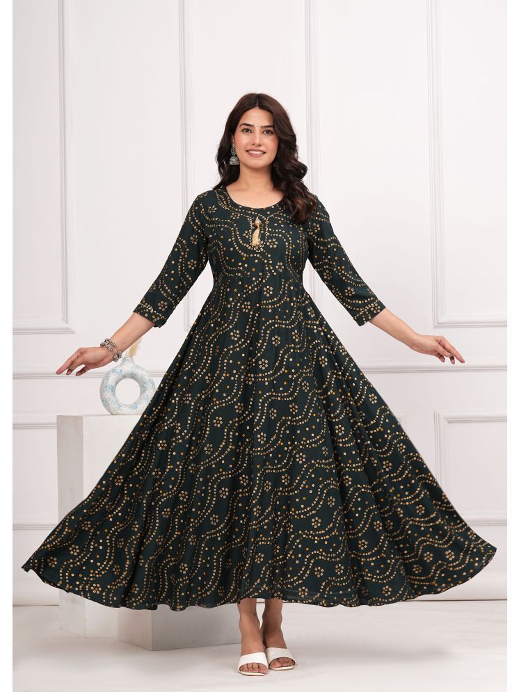     			SIPET Rayon Printed Anarkali Women's Kurti - Green ( Pack of 1 )