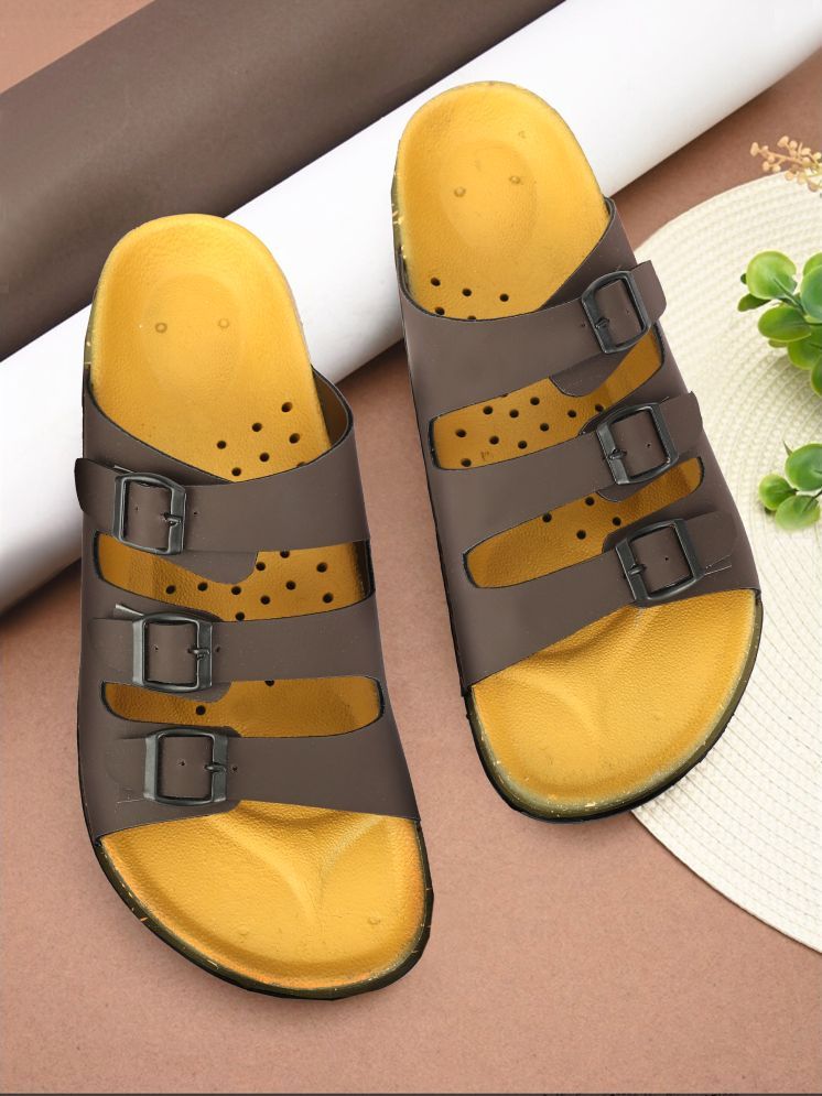     			Buxton Brown Men's Slide Flip Flop