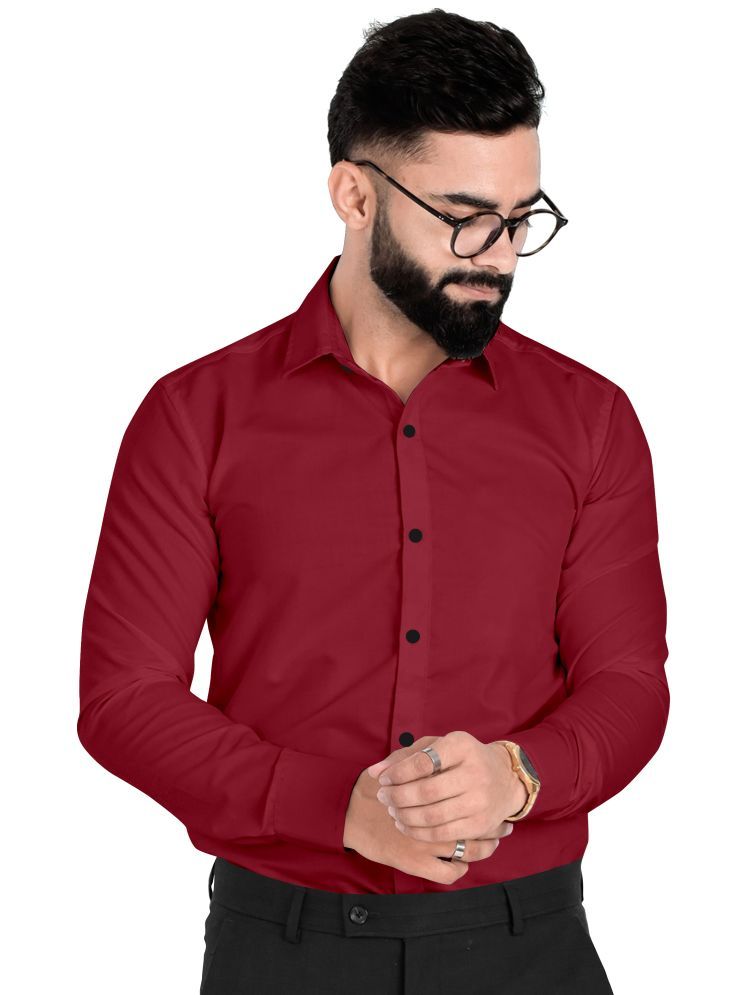     			Fashionfricks Cotton Flex Regular Fit Solids Full Sleeves Men's Casual Shirt - Maroon ( Pack of 1 )