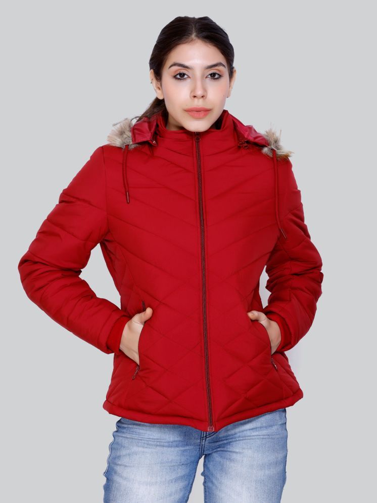     			IF-INDIAN FORT - Nylon Maroon Quilted/Padded Jackets Pack of 1