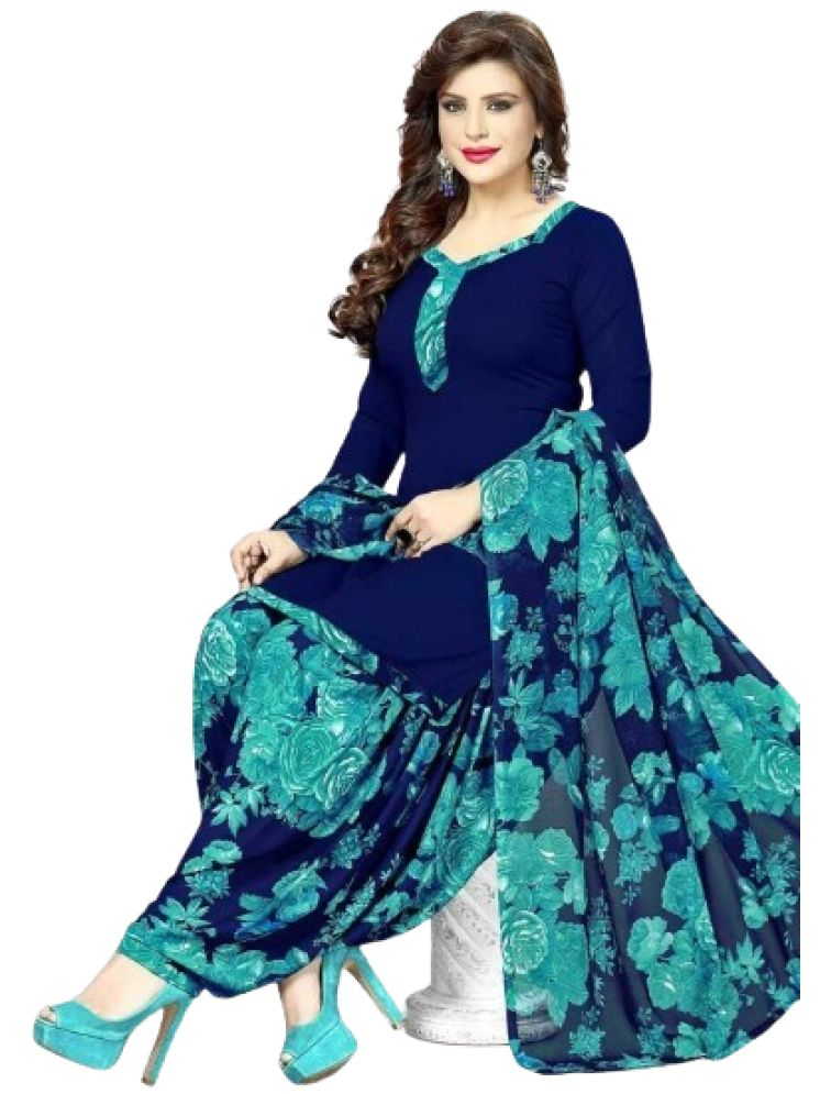     			INDIAN SILKS Unstitched Crepe Printed Dress Material - Blue ( Pack of 1 )