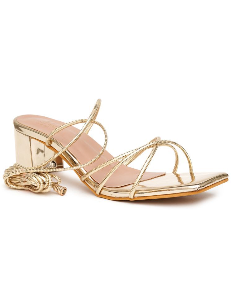     			PLANET WALK Gold Women's Sandal Heels