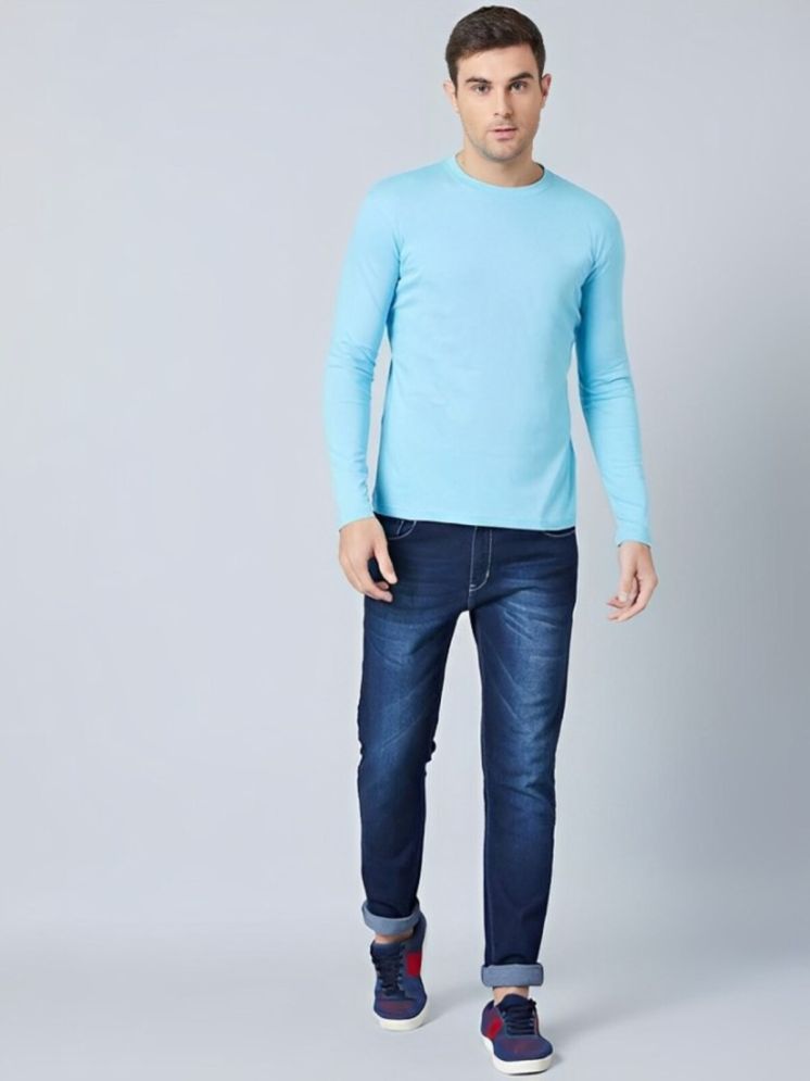     			PPTHEFASHIONHUB Cotton Blend Regular Fit Solid Full Sleeves Men's Round T-Shirt - Sky Blue ( Pack of 1 )