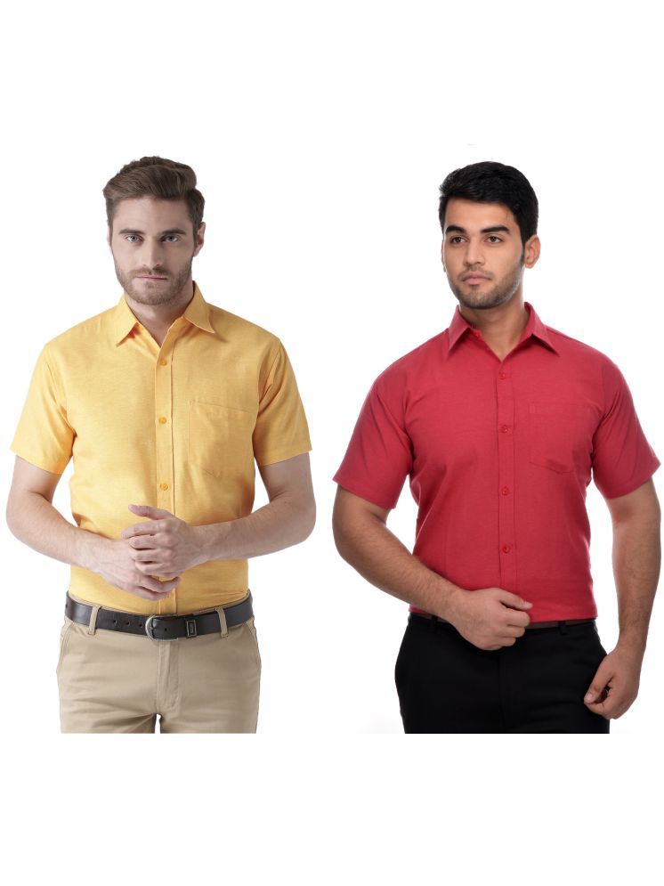     			RIAG Cotton Blend Regular Fit Solids Half Sleeves Men's Casual Shirt - Red ( Pack of 2 )