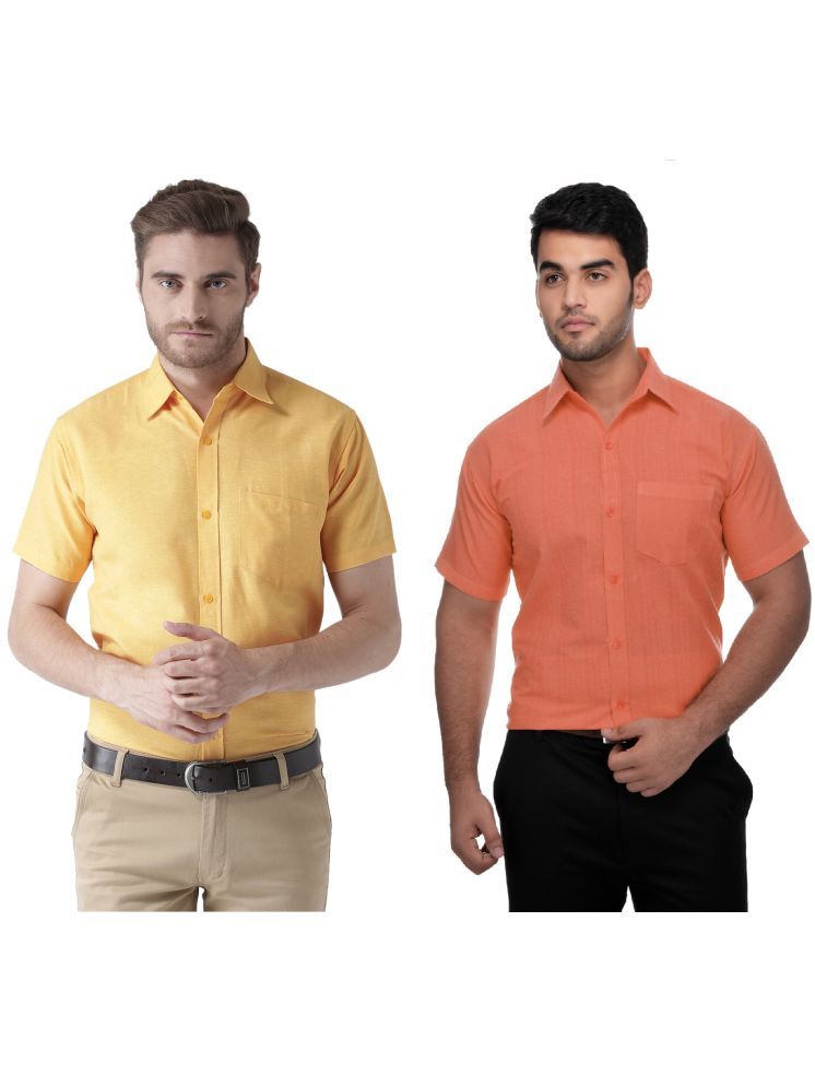     			RIAG Cotton Blend Regular Fit Solids Half Sleeves Men's Casual Shirt - Orange ( Pack of 2 )