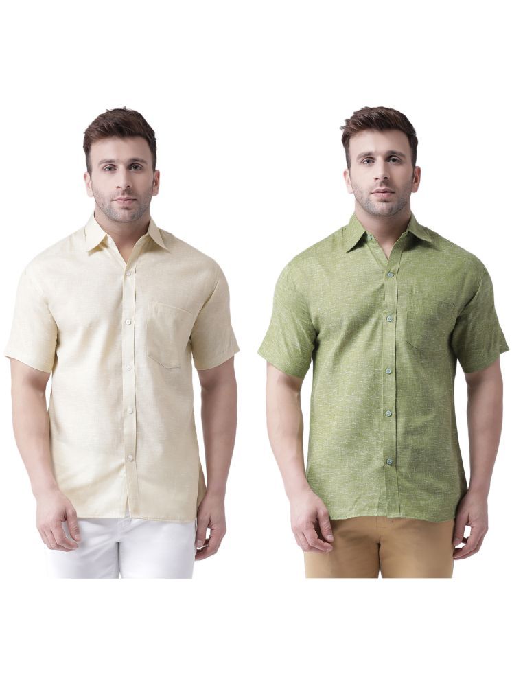     			RIAG Cotton Blend Regular Fit Solids Half Sleeves Men's Casual Shirt - Green ( Pack of 2 )