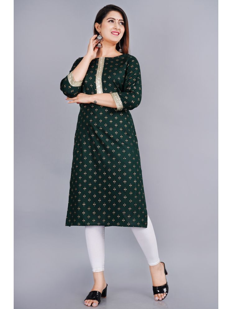     			SIPET Viscose Blend Printed Straight Women's Kurti - Green ( Pack of 1 )