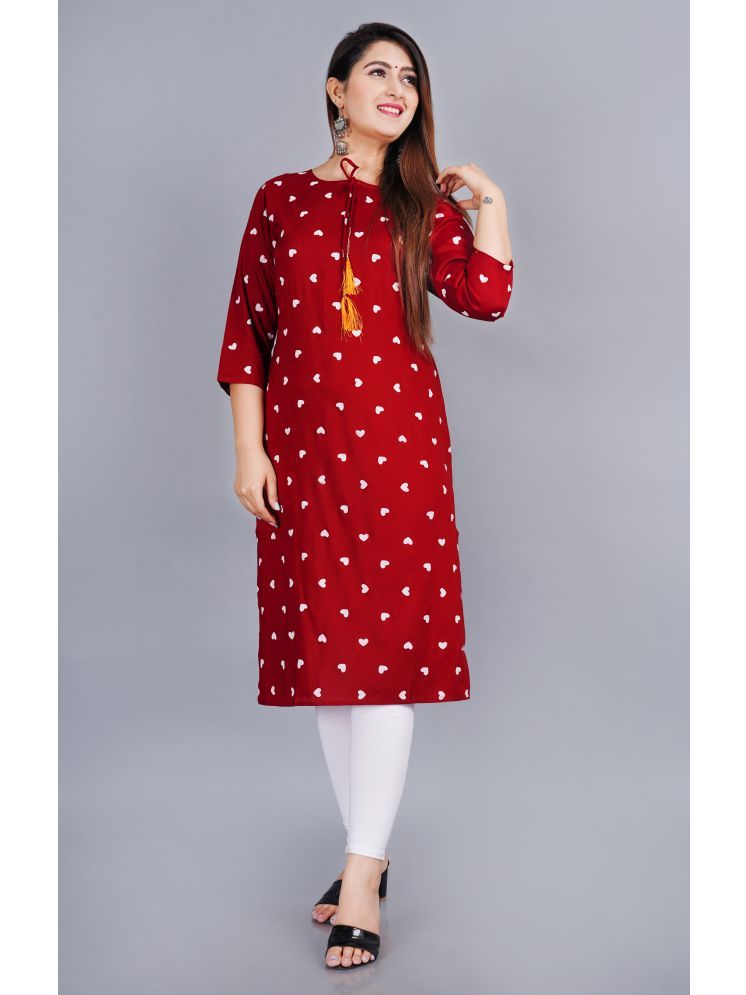     			SIPET Viscose Blend Printed Straight Women's Kurti - Red ( Pack of 1 )