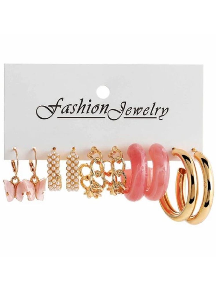     			Thrillz Gold Hoops Earrings ( Pack of 5 )