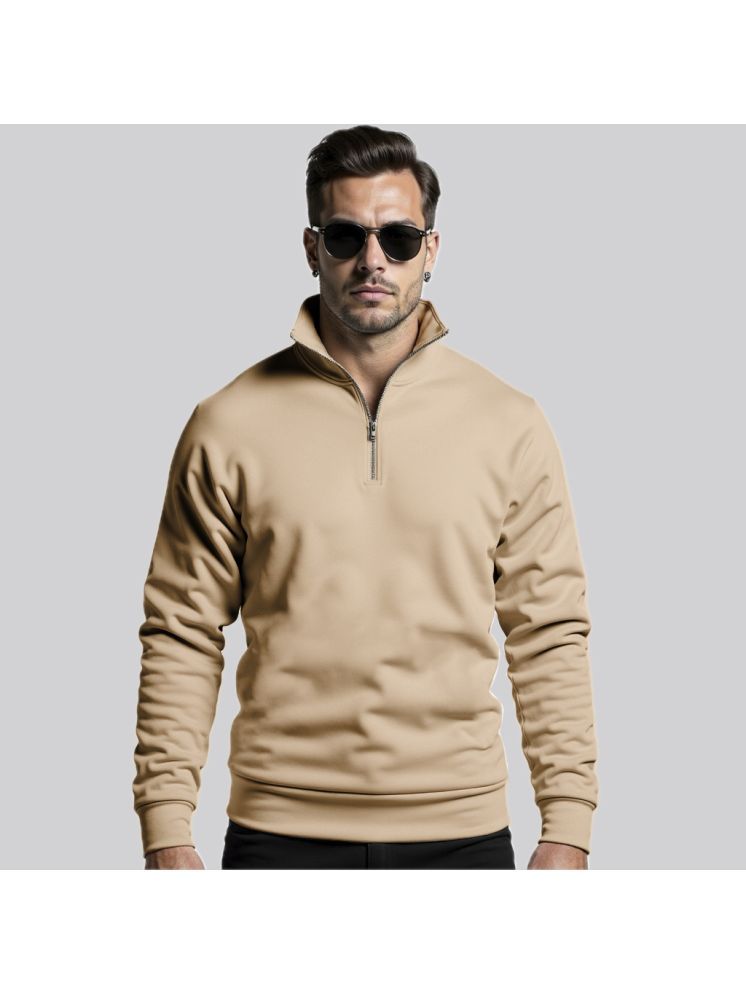     			fashion and youth Fleece High Neck Men's Sweatshirt - Beige ( Pack of 1 )