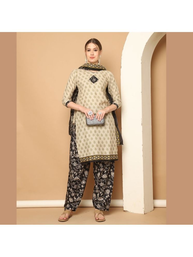     			wonder weave Cotton Blend Printed Kurti With Patiala Women's Stitched Salwar Suit - Beige ( Pack of 1 )