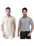 KLOSET By RIAG Cotton Blend Regular Fit Solids Half Sleeves Men's Casual Shirt - Grey ( Pack of 2 )