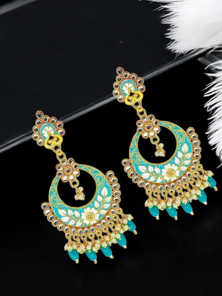     			9blings Sky Blue Chandbalis Earrings ( Pack of 1 )